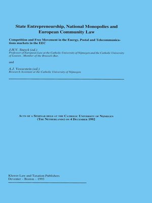 cover image of State Entrepreneurship, National Monopolies and European Community Law